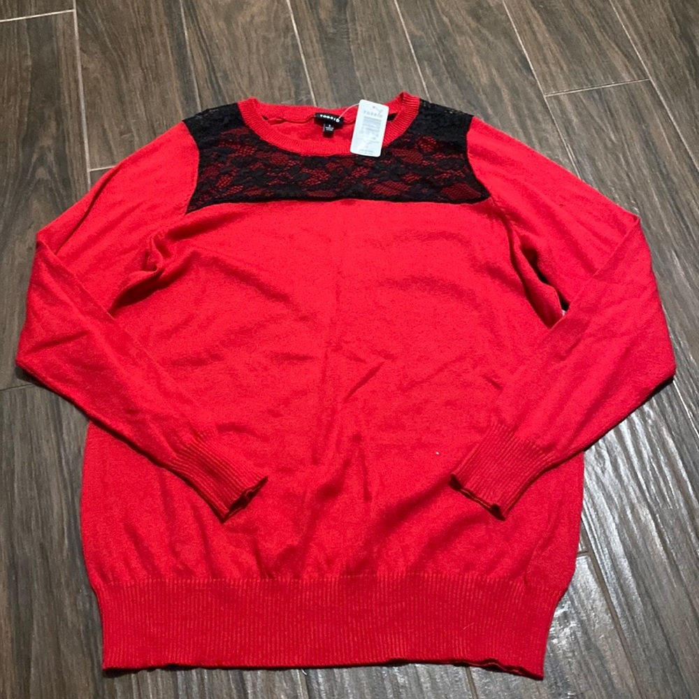 Torrid red with lace sweater